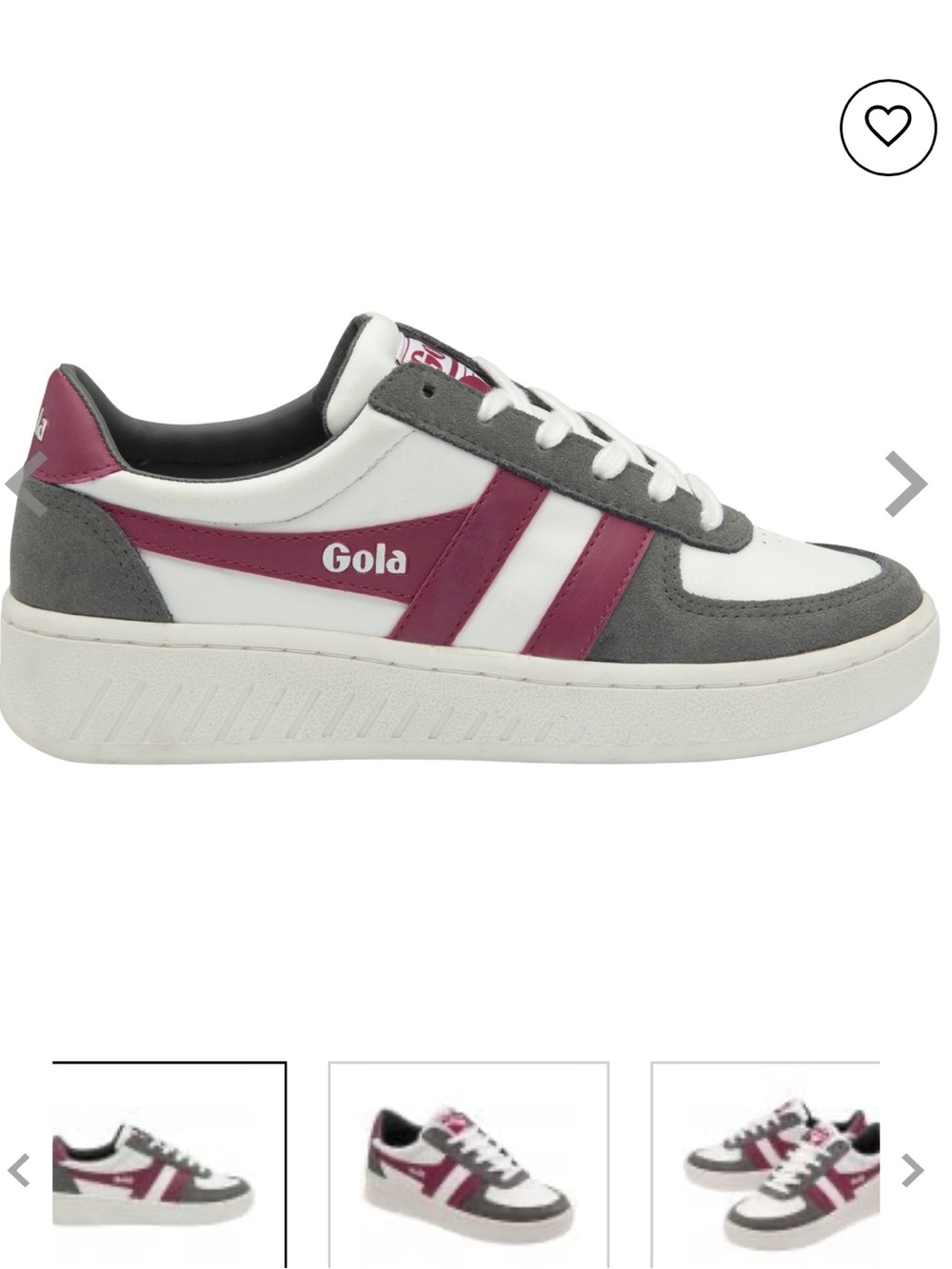 Gola Grand Slam Sneakers in White, Gray & Hot Fuscia with Yellow Laces